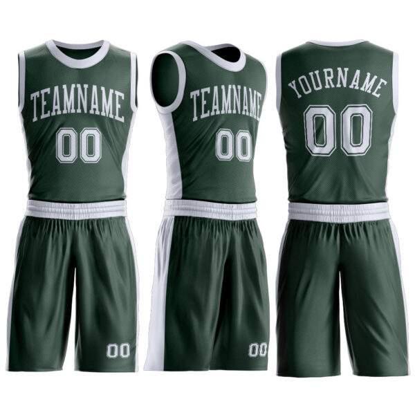 Custom Green White Round Neck Suit Basketball Jersey