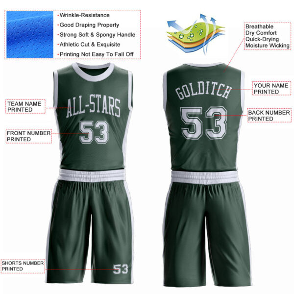 Custom Green White Round Neck Suit Basketball Jersey