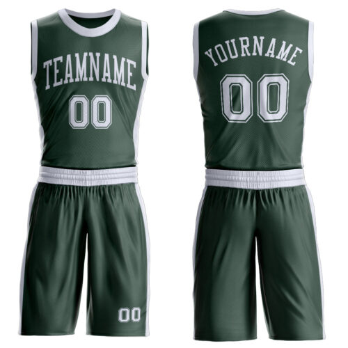 Custom Green White Round Neck Suit Basketball Jersey