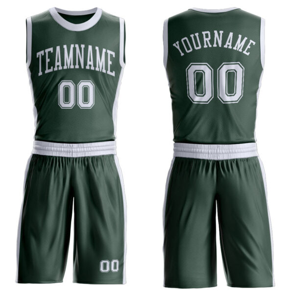 Custom Green White Round Neck Suit Basketball Jersey