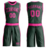Custom Green Pink Round Neck Suit Basketball Jersey