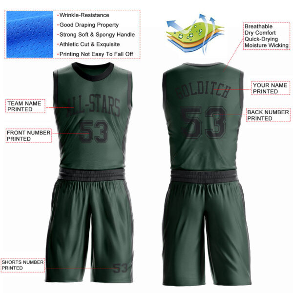 Custom Green Black Round Neck Suit Basketball Jersey