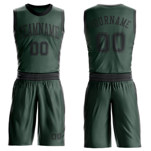 Custom Green Black Round Neck Suit Basketball Jersey