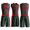 Custom Green Red Round Neck Suit Basketball Jersey