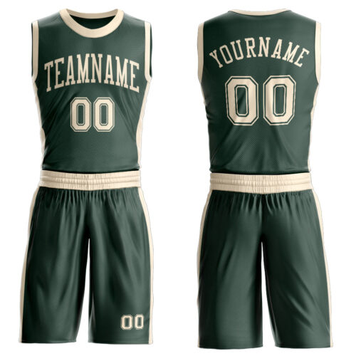 Custom Green Cream Round Neck Suit Basketball Jersey