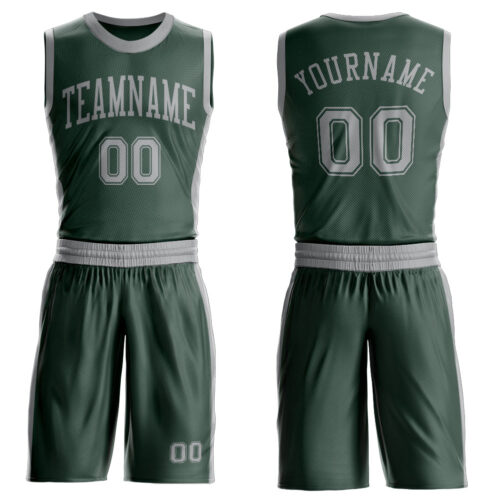 Custom Green Gray Round Neck Suit Basketball Jersey