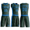 Custom Green Blue Round Neck Suit Basketball Jersey