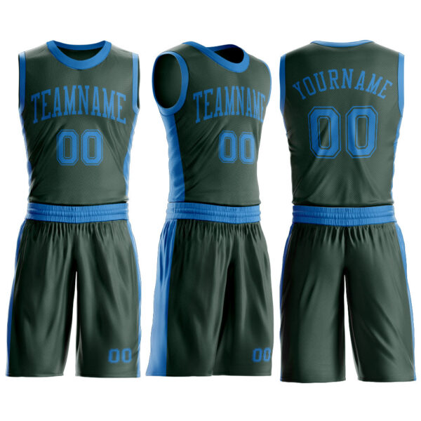 Custom Green Blue Round Neck Suit Basketball Jersey