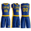 Custom Royal Gold Round Neck Suit Basketball Jersey