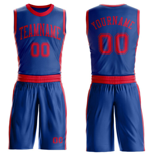 Custom Royal Red Round Neck Suit Basketball Jersey