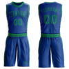Custom Royal Kelly Green Round Neck Suit Basketball Jersey