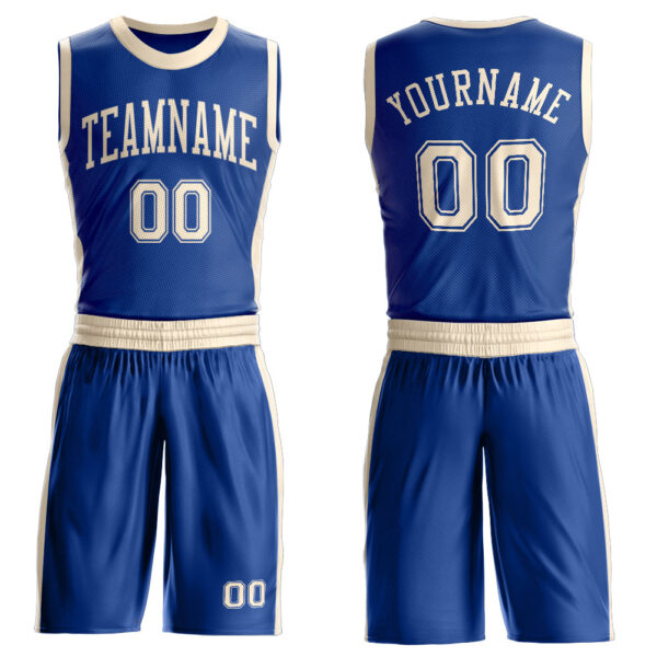 Custom Royal Cream Round Neck Suit Basketball Jersey
