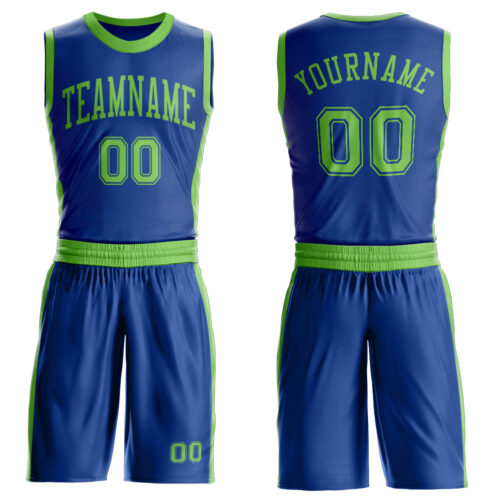 Custom Royal Neon Green Round Neck Suit Basketball Jersey