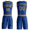 Custom Royal Old Gold Round Neck Suit Basketball Jersey