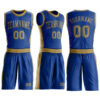 Custom Royal Old Gold Round Neck Suit Basketball Jersey