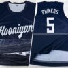 Custom Navy White Round Neck Suit Basketball Jersey