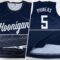 Custom Navy White Round Neck Suit Basketball Jersey