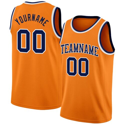 Custom Bay Orange Navy-White Authentic Basketball Jersey