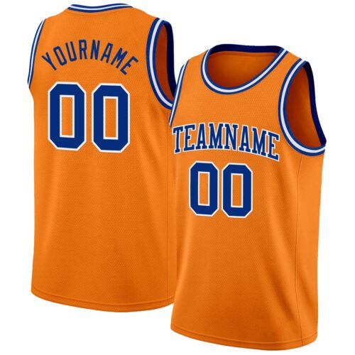 Custom Bay Orange Royal-White Authentic Basketball Jersey
