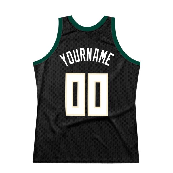 Custom Black White-Hunter Green Authentic Throwback Basketball Jersey