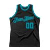 Custom Black Teal Authentic Throwback Basketball Jersey