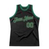 Custom Black Kelly Green-Old Gold Authentic Throwback Basketball Jersey