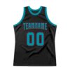 Custom Black Teal-Red Authentic Throwback Basketball Jersey