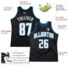 Custom Black Royal Pinstripe White-Blue Authentic Basketball Jersey