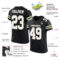 Black0560-1 Custom Black White-Cream Mesh Authentic Football Jersey