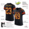 Black0604-1 Custom Black Old Gold-Red Mesh Authentic Football Jersey