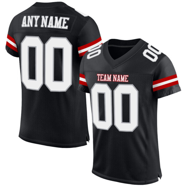 Black0699 Custom Black White-Gray Mesh Authentic Football Jersey