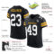 Black0700-1 Custom Black White-Gold Mesh Authentic Football Jersey