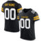 Black0700 Custom Black White-Gold Mesh Authentic Football Jersey