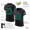 Custom Black Kelly Green-Pink Mesh Authentic Football Jersey