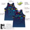 Custom Black Navy-Teal 3D Pattern Design Autism Supporter Awareness Puzzle Pieces Authentic Basketball Jersey