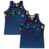 Custom Black Navy-Teal 3D Pattern Design Autism Supporter Awareness Puzzle Pieces Authentic Basketball Jersey