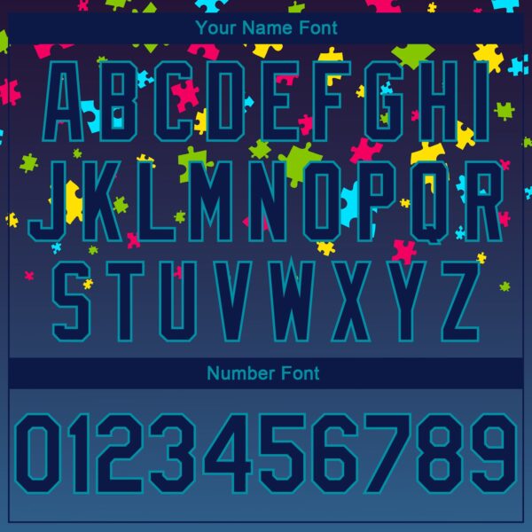 Custom Black Navy-Teal 3D Pattern Design Autism Supporter Awareness Puzzle Pieces Authentic Basketball Jersey