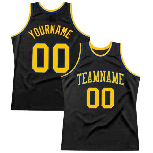 Black0959 Custom Black Gold-Royal Authentic Throwback Basketball Jersey