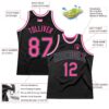 Custom Black Pink-Kelly Green Authentic Throwback Basketball Jersey