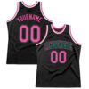 Custom Black Pink-Kelly Green Authentic Throwback Basketball Jersey