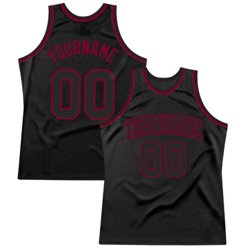 Black0970_4d88260c-e4c4-4aae-b4a6-205b0b62e32a Custom Black Black-Maroon Authentic Throwback Basketball Jersey