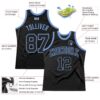 Custom Black Black-Light Blue Authentic Throwback Basketball Jersey