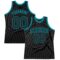 Custom Black Black-Teal Authentic Throwback Basketball Jersey
