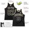Custom Black Black-Cream Authentic Throwback Basketball Jersey