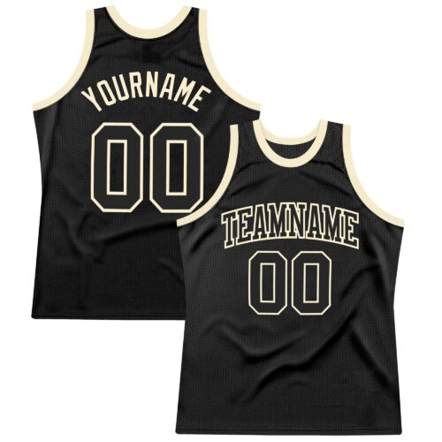 Black0977_5f770814-4caf-42fe-b127-260f080aaa9d Custom Black Black-Cream Authentic Throwback Basketball Jersey