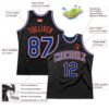 Custom Black Royal-Orange Authentic Throwback Basketball Jersey
