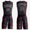 Custom Black Black-Light Blue Round Neck Sublimation Basketball Suit Jersey