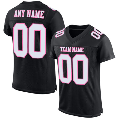 Black1073_d33ea40f-dd9e-4377-8c05-7c7da2a97087 Custom Black White-Pink Mesh Authentic Football Jersey
