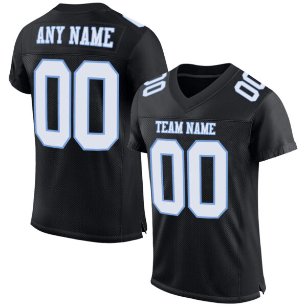 Black1074_dd57d565-e623-4e81-9975-b74cc5c35592 Custom Black White-Light Blue Mesh Authentic Football Jersey