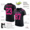 Black1162-1 Custom Black Hot Pink-Light Blue Mesh Authentic Football Jersey